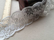 Butterfly Floral White Nylon Mesh Lace Ribbon , Scalloped Lace Trim By The Yar