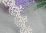 Cute Floral Embroidered Lace Trim Soft Ivory Bridal Lace Border For Art Decoration