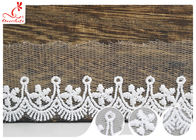 Polyester Width 3CM Ribbon Embroidered Lace Trim For Wedding Dress