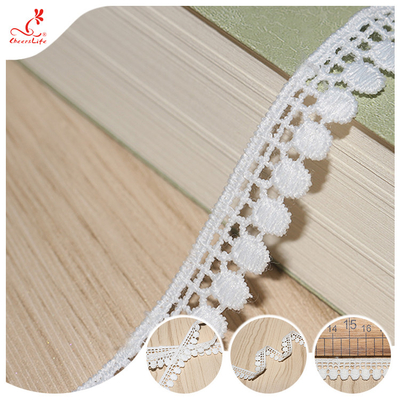 Sustainable Crochet White Polyester Lace Trimmings Ribbon 1.3cm For Girl's Dress Skirt