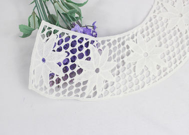 Water Soluble Lace Collar Applique With Milky Flower Hollow Dot Design For Neck
