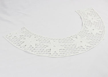 Water Soluble Lace Collar Applique With Milky Flower Hollow Dot Design For Neck
