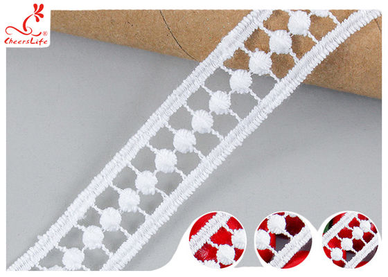 2CM White Guipure Embroidered Lace Trim Pass OEKO TEX 100
