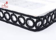 Cheerlifes Large Stock 1.9Cm Polyester Water Soluble Embroidery Black Circular Lace Trim Ribbon Border For Women Dress
