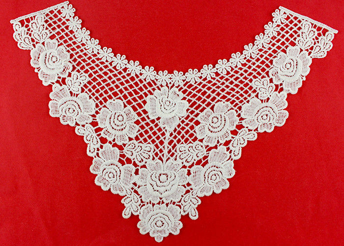 Floral Guipure Lace Appliques For Clothing / Emrbroidered Water Soluble Lace Applique Patches