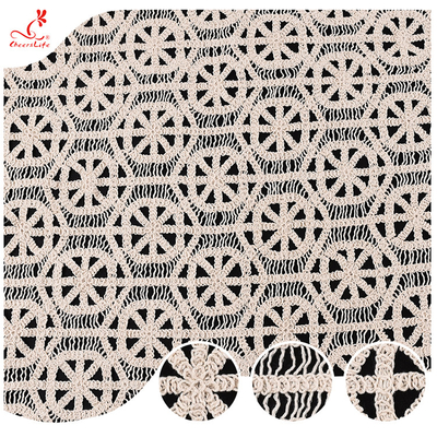 Nouveau design fabrication sensation de la main douce 100% coton dentelle tissu de crochet géométrique broderies dentelle